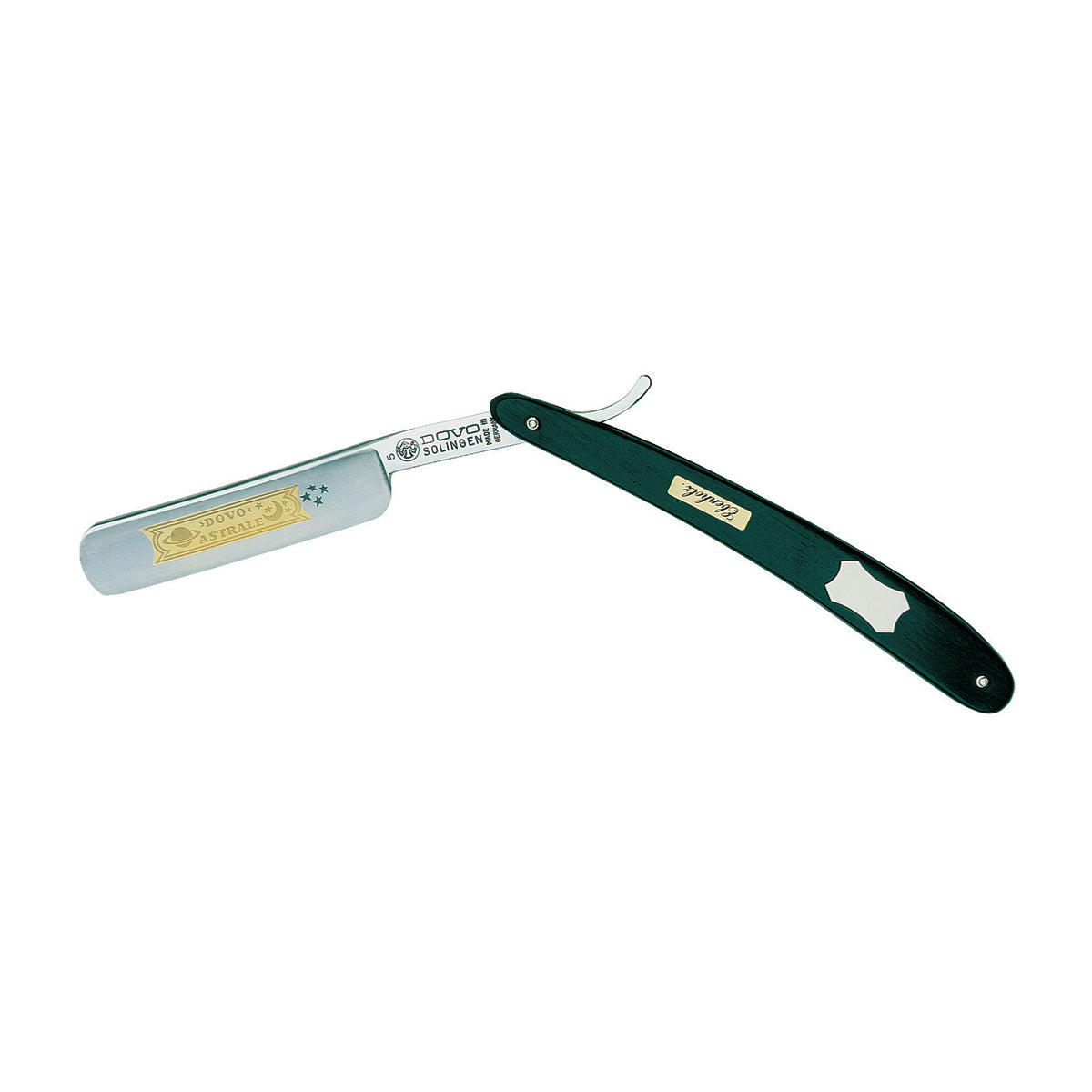 Ebony Straight Razor with Silver Plate